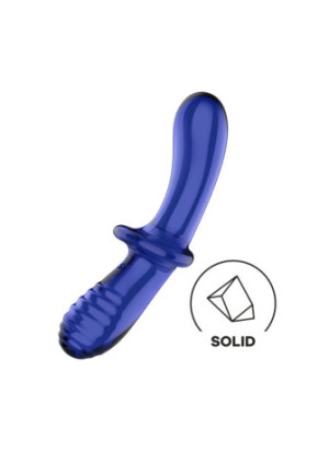 Gode en verre borosilicaté massif bleu Double Crystal Satisfyer - CC597828